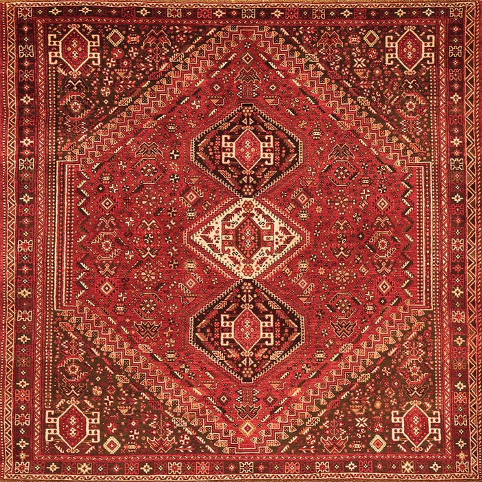 Round Machine Washable Persian Orange Traditional Area Rugs, wshtr892org