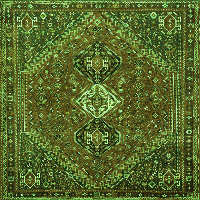 Round Machine Washable Persian Green Traditional Area Rugs, wshtr892grn