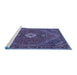 Sideview of Machine Washable Persian Blue Traditional Rug, wshtr892blu