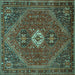 Square Persian Turquoise Traditional Rug, tr892turq