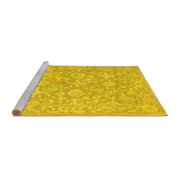Sideview of Machine Washable Oriental Yellow Traditional Rug, wshtr893yw
