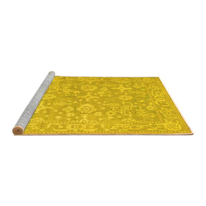 Sideview of Machine Washable Oriental Yellow Traditional Rug, wshtr893yw
