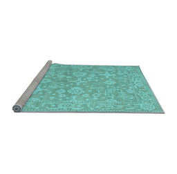 Sideview of Machine Washable Oriental Light Blue Traditional Rug, wshtr893lblu