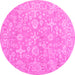 Round Oriental Pink Traditional Rug, tr893pnk