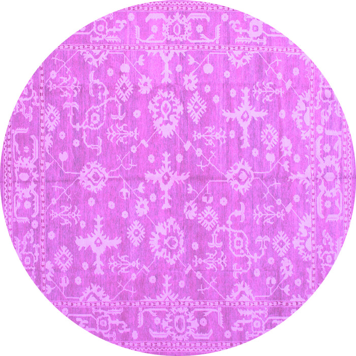 Round Machine Washable Oriental Purple Traditional Area Rugs, wshtr893pur