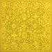 Square Oriental Yellow Traditional Rug, tr893yw