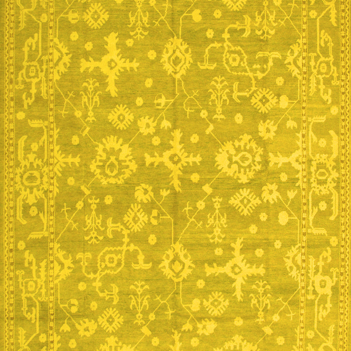 Machine Washable Oriental Yellow Traditional Rug, wshtr893yw