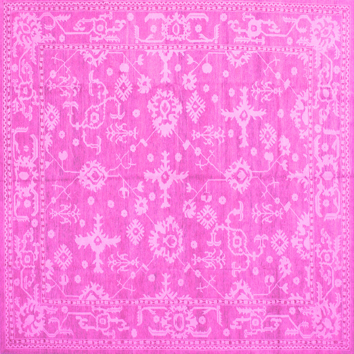 Square Machine Washable Oriental Pink Traditional Rug, wshtr893pnk