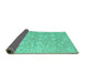 Sideview of Oriental Turquoise Traditional Rug, tr893turq