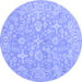 Round Machine Washable Oriental Blue Traditional Rug, wshtr893blu