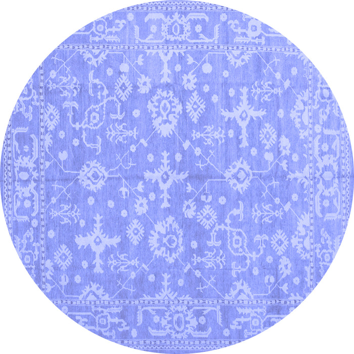 Round Oriental Blue Traditional Rug, tr893blu