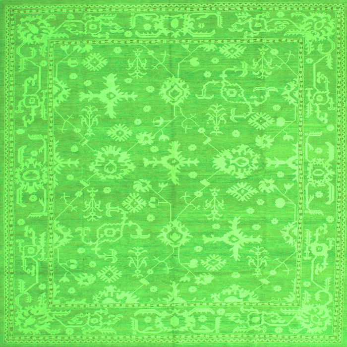 Round Machine Washable Oriental Green Traditional Area Rugs, wshtr893grn