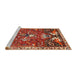 Sideview of Machine Washable Traditional Orange Brown Rug, wshtr894