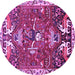 Round Machine Washable Animal Purple Traditional Area Rugs, wshtr894pur