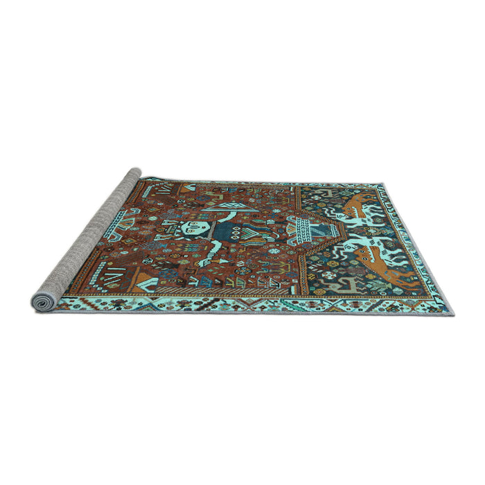 Sideview of Machine Washable Animal Light Blue Traditional Rug, wshtr894lblu