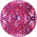 Round Machine Washable Animal Pink Traditional Rug, wshtr894pnk