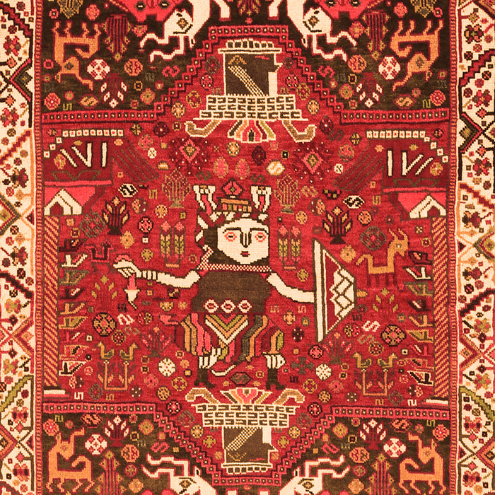 Serging Thickness of Machine Washable Animal Orange Traditional Area Rugs, wshtr894org