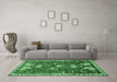 Machine Washable Animal Emerald Green Traditional Area Rugs in a Living Room,, wshtr894emgrn