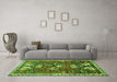 Machine Washable Animal Green Traditional Area Rugs in a Living Room,, wshtr894grn