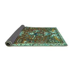 Sideview of Animal Turquoise Traditional Rug, tr894turq