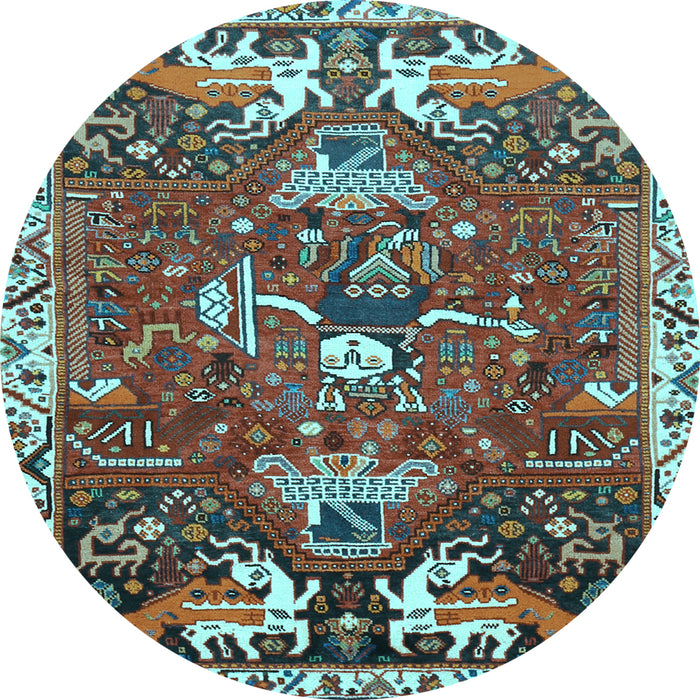 Round Animal Light Blue Traditional Rug, tr894lblu
