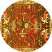 Round Animal Yellow Traditional Rug, tr894yw