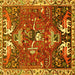 Square Animal Yellow Traditional Rug, tr894yw