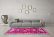 Machine Washable Animal Pink Traditional Rug in a Living Room, wshtr894pnk