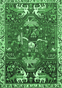 Animal Emerald Green Traditional Rug, tr894emgrn