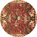 Round Animal Brown Traditional Rug, tr894brn