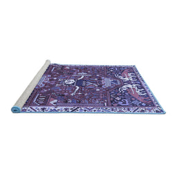 Sideview of Machine Washable Animal Blue Traditional Rug, wshtr894blu