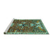 Sideview of Machine Washable Animal Turquoise Traditional Area Rugs, wshtr894turq