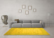 Machine Washable Persian Yellow Traditional Rug in a Living Room, wshtr895yw