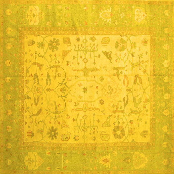 Square Machine Washable Persian Yellow Traditional Rug, wshtr895yw