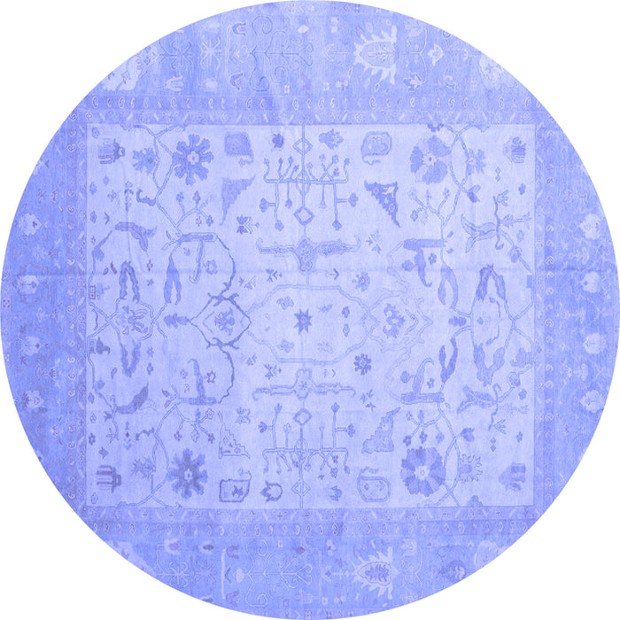 Round Machine Washable Persian Blue Traditional Rug, wshtr895blu