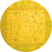 Round Persian Yellow Traditional Rug, tr895yw