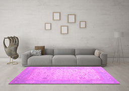 Machine Washable Persian Purple Traditional Area Rugs in a Living Room, wshtr895pur