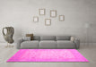 Machine Washable Persian Pink Traditional Rug in a Living Room, wshtr895pnk