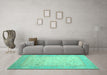 Machine Washable Persian Turquoise Traditional Area Rugs in a Living Room,, wshtr895turq