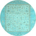 Round Persian Light Blue Traditional Rug, tr895lblu