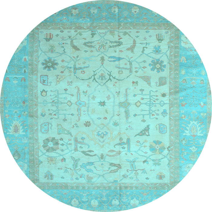 Round Machine Washable Persian Light Blue Traditional Rug, wshtr895lblu