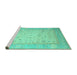 Sideview of Machine Washable Persian Turquoise Traditional Area Rugs, wshtr895turq