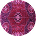 Round Machine Washable Persian Pink Traditional Rug, wshtr896pnk