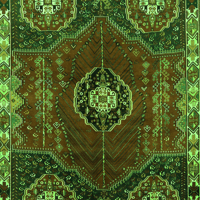 Serging Thickness of Machine Washable Persian Green Traditional Area Rugs, wshtr896grn