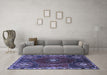Machine Washable Persian Blue Traditional Rug in a Living Room, wshtr896blu