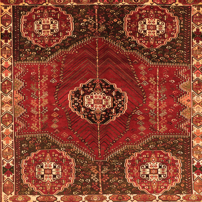 Round Machine Washable Persian Orange Traditional Area Rugs, wshtr896org