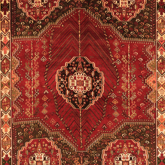 Serging Thickness of Machine Washable Persian Orange Traditional Area Rugs, wshtr896org