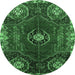 Round Persian Emerald Green Traditional Rug, tr896emgrn