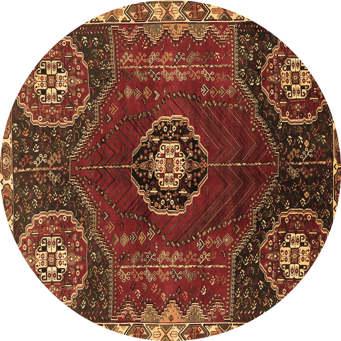 Round Persian Brown Traditional Rug, tr896brn