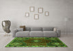 Machine Washable Persian Green Traditional Area Rugs in a Living Room,, wshtr896grn